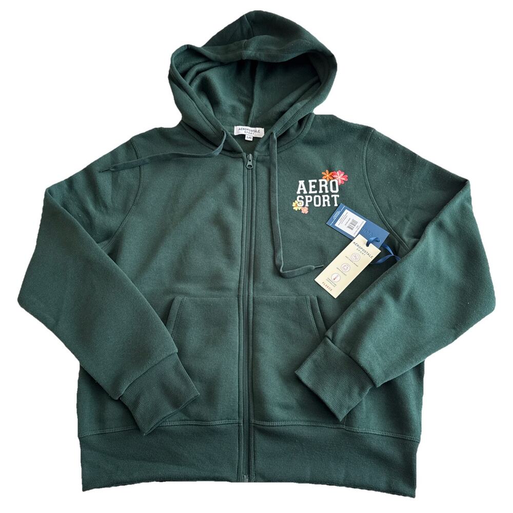 Aeropostale Sport Fullzip Hoodie Large, Pockets, Green “New”